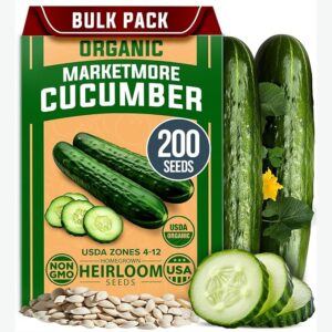 HOME GROWN Organic Marketmore Cucumber Seeds, 200+ Seeds, Cucumis sativus