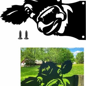 Peeping Cow Metal Art Farm Garden Decor Garden Fence Decoration Outdoor Decoration for Farmhouse,Yard,Lawn